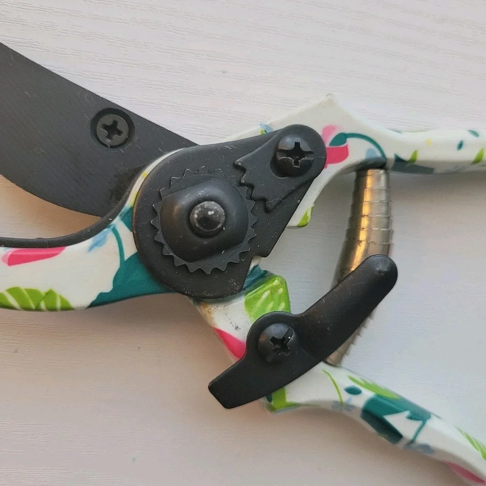 2-Piece Floral Garden Tools hand fork & Pruning Shears Decorative Print Aluminum
